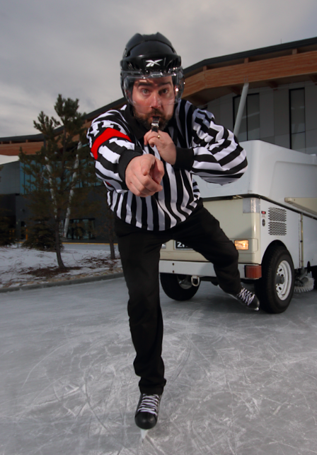 Jerry Aulenbach Beards on Ice with zamboni at the Meadows Edmonton